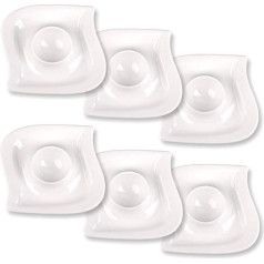 Schramm® Set of 6 Egg Cups Porcelain White Curved Egg Holder with Shelf Egg Stand