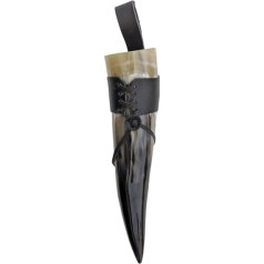 Hornerey - Genuine Drinking Horn 0.3 l | High Quality and Sealed Natural Product Including Leather Holder Unique for Connoisseurs | Contents: Viking Mug Approx. 0.3 l with Drinking Horn Holder