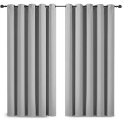 Yorkshire Bedding Verdunkelungsvorhang mit Ösen, 117,8 x 137,2 cm, für Schlafzimmer, wärmeisoliert, hellgrau, Gardinen Vorhänge für Schlafzimmer, Verdunkelungspaneele + 2 Raffhalter