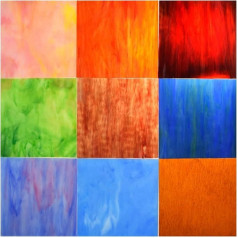 KIPHEPI Mixed Texture Glass Panels, 9 Sheets 6x6 Inch Cathedral Art Glass Accessories Mosaic Glass Tiles for Crafts and Mosaic Making, Variety of Colors Textured (Mixed--B-x)