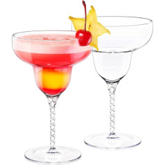 Wilmax Handmade Margarita Glasses Set of 2 250 ml Cocktail Glasses Drinking Glasses Champagne Glasses Long Drink Glasses Cocktail Accessories Margarita Glass
