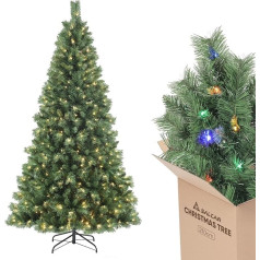 SALCAR Artificial Christmas Tree 2.1 m with Lighting, Nordmann Fir with Warm White and RGB LED Fairy Lights, 9 Modes and Remote Control, PVC Christmas Tree