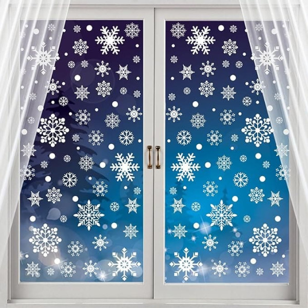 480 Pieces Snowflakes Window Pictures, Christmas Snowflakes Window Picture, Removable Window Decoration, Static Adhesive PVC Stickers, Winter Decoration