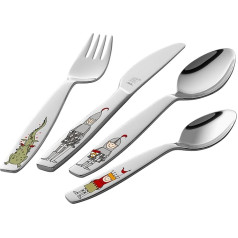 ZWILLING 1026659 Ritter Eckbert Children's Cutlery Set, 4 Pieces, with Colourful Motifs, for Children from 3 Years, 18/10 Stainless Steel [Plastic-Free Packaging]