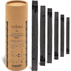 Binchotan Organic Activated Carbon Water 6 x - Filter 1L Per Charcoal - Ideal for Water Bottle, Carafe & Jug | 100% Natural Bamboo Water Filtration - Powerful Water Purifier | Change