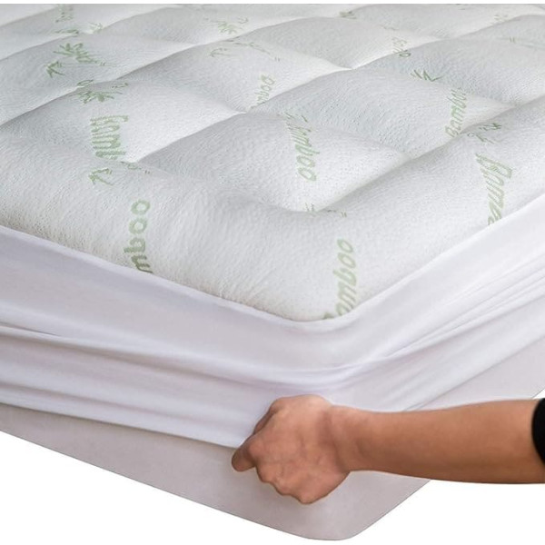 Bamboo Mattress Topper for Small Double Bed - Thick Cooling Breathable Pillow Top Mattress Topper for Back Pain Relief - Deep Pocket Topper