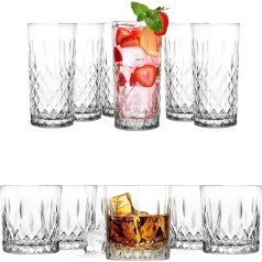 Glasmark Krosno 1992 Set of 2 Glasses Water Glasses Drinking Glasses Long Drink Cocktail Gin Water Drinking Glass Water Glass Whisky Bourbon Rum Cocktail Alcohol Transparent with Crystal Effect 6 x