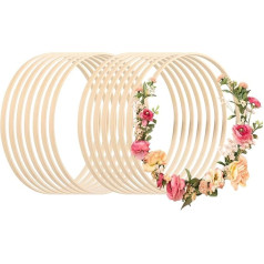 CYEER Pack of 20 Wooden Rings for Crafts, 25 cm, Dream Catcher Rings, Wooden Rings, Macrame, Wooden Hoops for Crafts, Wooden Ring, Bamboo Flower Wreath for Wedding Wreath, Decor and DIY Crafts