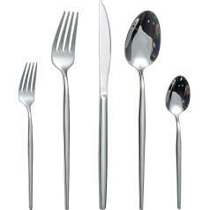 LAZAHOME Cutlery Set, 30-Piece Cutlery Set for 6 People with Knife, Fork Spoon, Stainless Steel Cutlery for Family/Party/Hotel/Restaurant, Silver Tableware, Mirror Polished & Dishwasher Safe