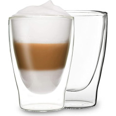 DUOS® Latte Macchiato Glasses Set, 2 x 310 ml, Glasses for Coffee, Tea, Cappuccino, Iced Coffee, Insulated Design, Double-Walled Espresso Glass Cups