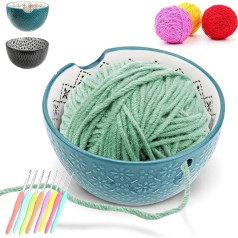 RANJIMA Wool Bowl, 15.5 cm Yarn Bowl for Ceramic, Handmade Gift for Women, Knitting Accessories for Creative Projects with Drilled Holes for Knitting, Crochet Accessories, DIY Crafts