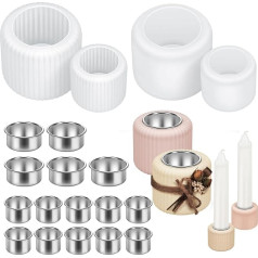 Pack of 4 Silicone Moulds, Candle Holders with 15 Candle Holders, Metal Candle Holders, Silicone Moulds, Casting Moulds, Candle Holder, Silicone Mould, Candle Holder for Pouring for Taper Candles, Tea