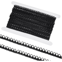 WADORN 914.4 cm Small Braid Trim with Elastic Button Loop, Black Trim for Sewing, Embellishment, Trim, Dainty Trim, Elastic Cord for Costume, Wedding Dress, Crafts, Sewing