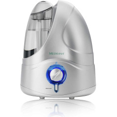 Medisana UHW 60065 Ultrasound Humidifier and Air Purifier, for e.g. Bedroom, Office and Children's Room (up to 30 m²), for Improving the Indoor Climate, silver, 60065