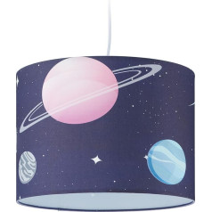 Relaxdays Pendant Light Children's Room Lampshade with Planets, H x D: 140 x 35 cm, E27, Pendant Light for Children, Colourful