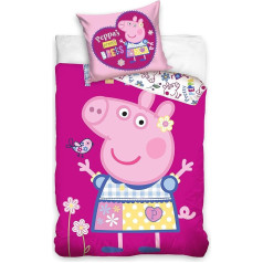 Peppa Pig Peppa Pig Reversible Bed Linen Set, 2-Piece, 135 x 200 cm, 80 x 80 cm, 100% Cotton, Linen