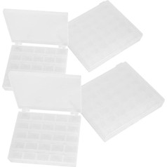 Oumefar Pack of 4 Sewing Bobbins Storage Box 25/36 Grid Sewing Bobbins Box Transparent Plastic Bobbins Case Home Sewing Accessories