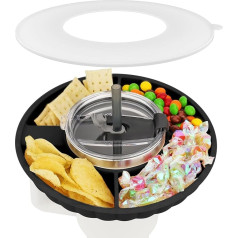 Snack Plate with Lid for Stanley Cup 40 oz, Only for 40 oz, Snack Bowl Compatible with Stanley Quencher 40 oz Tumbler, Silicone Snack Tray with 4 Compartments, Snack Ring with Cover (Black), No Cups