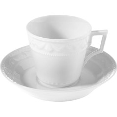 KPM Berlin Kurland Coffee Cup Complete Porcelain Cup with Saucer 0.15 L Handmade White