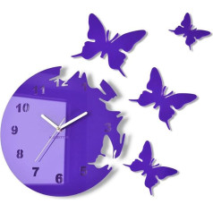 Round and modern butterfly wall clock with no tick sound, 30 cm