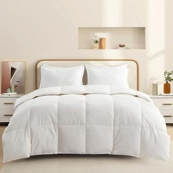 Deodar Lightweight Feather Duvet 155 x 200 cm, Goose Feather and Down Duvet, All-Season Duvet, Washable, 4 Seasons, Oeko-Tex, White