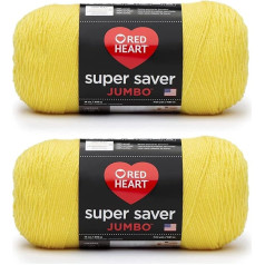 Red Heart Super Saver Jumbo Yarn Bright Yellow - 2 Packs of 14oz - Acrylic - 4 Medium (Worsted) - 700 Metres - Knitting/Crochet