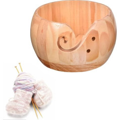 Spldsun Yarn Bowl Wood Wool Knit Storage Bowl with Thread Slot and Drilled Holes for Crafts, Crochet, Knitting, Home Decoration