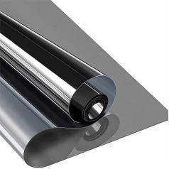 Disposable Window Film Privacy Film for Glass Window Static Cling Reflective Window Film Anti UV Mirror Window Tint Film Privacy for Home Office Black Silver 90x400