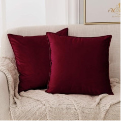 Deconovo Cushion Cover, Velvet Cushion Cover, Decorative Cushion Cover, Square Sofa, Set of 2