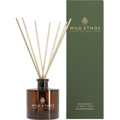 Wild Ethos Reed Diffuser - Choose Your Fragrance - Alcohol Free and Non-Toxic - Lasts 16 Weeks - Made in the UK (Rosemary and Bay)