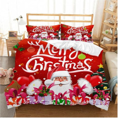 TSOPEFI Christmas Theme Bed Linen, Santa Claus and Elk, Snowman, Reindeer Pattern Duvet Cover Set, Christmas Decoration Duvet Cover for Adults Children (200 x 200 cm, B)