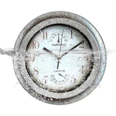 kyaoayo Outdoor Waterproof Wall Clock without Ticking, Creative Round Clocks with Hands, Retro Wall Clocks for Building, Decoration for Patio, Pool, Garden, Home, 30 cm (Grey)