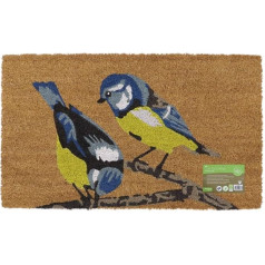 JVL Eco-Friendly Coir Doormat Latex Backed Natural Birds 45x75cm 02-883