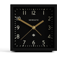 NEWGATE® 'Equinox' Modern Cube Alarm Clock with Black Soft Touch Silicone Finish and Silent Swing Motion with Digital Beep. (Black Dial)