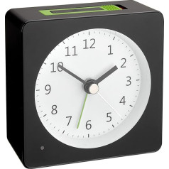 TFA Dostmann LOOM 60.1031.01 Analogue Alarm Clock Automatic Lighting with Snooze Function Black / Green (L) 81 x (W) 42 x (H) 83 mm