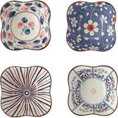 pobowlgarls Ceramic Bowls, Japanese Style Small Snack Bowls for Tapas, Dessert, Nuts, Olives, Soy Sauce Bowls, Dip Bowls, Ingredients: 8.5 x 4 cm, Set of 4