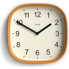 JONES CLOCKS Square Retro Wall Clock Made of High Quality Acrylic 'Sprite' Mustard Yellow 25 x 25 x 5 cm