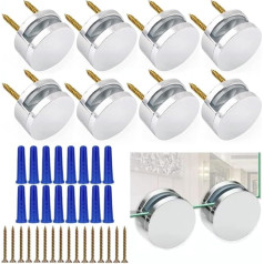 Upgraded 3-5mm Frameless Mirror Mounting Hardware 8 Pack Double Screw Fixing Kit with Heavy Duty Long Screws and Anchors