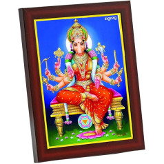 Zig Zag Varahi Amman Small Wall / Table Picture Frame / Pooja Room Size (6 x 8 Inch, Acrylic Glass), Brown/ Gold