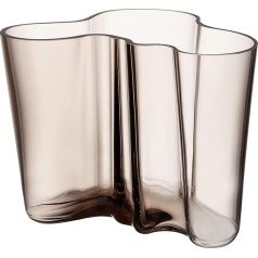 Iittala Alvar Aalto 1051436 Crystal Glass Vase in Wave Shape in Linen Colour, Dimensions: 16 cm x 20.8 cm