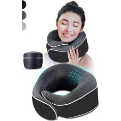 AIRTH® 360° Memory Foam Travel Neck Pillow with Smart Velcro Fastener - Ergonomically Supportive Neck Pillow with Washable Cover for Ultimate Comfort and Relaxation