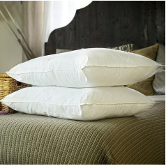 Silk Bedding Direct PAIR OF SILK-FILLED PILLOWS. Luxury Long-Strand Mulberry Silk Wrapped Around a Synthetic Silk Microfibre Core to Provide Support. 75cm x 50cm / 30