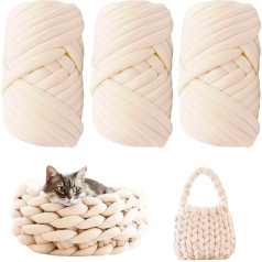 CEWROM Pack of 3 Chunky Wool, 250 g, 25 m Thick Wool Yarn, Bulky Arm Knitting Wool, Thick Wool for Hand Knitting, Coarse Icelandic Wool, Chunky Knit Soft Wool Yarn, Pet Bed, Sofa (Yellowish)
