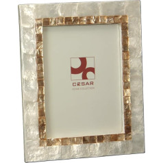 DONREGALOWEB Mother of Pearl White and Chequered Roasted Photo Frame (Photo 4x6 inch)