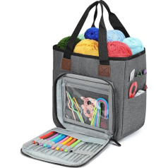 KEYHOT Crochet Bag Handmade Bag - Bag for Wool Project Bag for Knitting Crochet Hooks Crochet Set Yarn Balls, Only Bag Without Accessories (Grey)