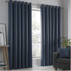 Fusion - Strata Blockout Eyelet Curtains - Navy Blue 66
