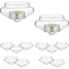 Relaxdays Floating Lantern, Set of 12, Glass Tea Light Holder, H x D: 4.5 x 8 cm, Swimming Bowls for Tea Lights, Transparent