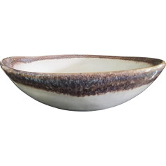 PintoCer - 2 x Stoneware Soup Bowls 23cm Bowl for Soup, Pasta, Salad or Cereal, White and Brown