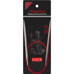 ChiaoGoo 40-Inch Red Lace Stainless Steel Circular Knitting Needles, 13/9mm