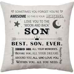 Aconesong Son Gifts from Mom Son Reminder Gifts Cushion Cover Throw Pillow Cover Gift for Son Idea Son Birthday Gifts for Son Inspirational Cushion Case Decoration 45 x 45 cm (Sohn)